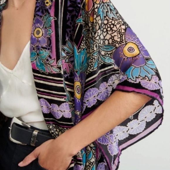 Anthropologie Shira Burn Out Velvet Kimono OSFM - Picture 11 of 11